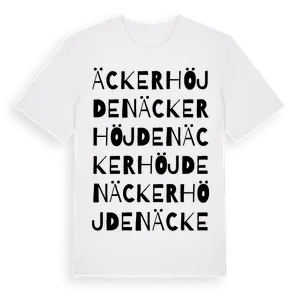 Äckerhöjden ordlek t-shirt – ekologisk bomull t-shirt från Pinshirt