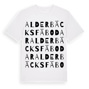 Alderbäcks fäbodar ordlek t-shirt – ekologisk bomull t-shirt från Pinshirt