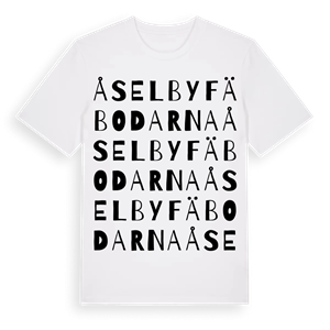 Åselbyfäbodarna ordlek t-shirt – ekologisk bomull t-shirt från Pinshirt