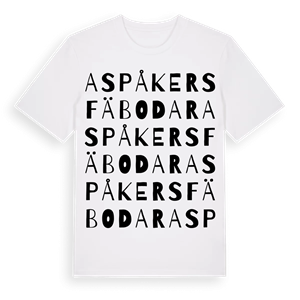 Aspåkers fäbodar ordlek t-shirt – ekologisk bomull t-shirt från Pinshirt