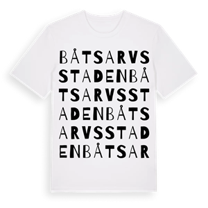 Båtsarvsstaden ordlek t-shirt – ekologisk bomull t-shirt från Pinshirt