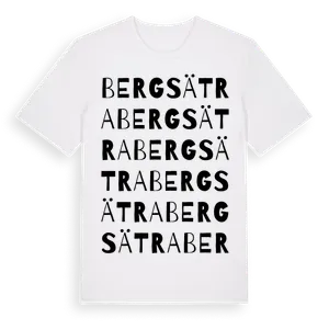 Bergsätra ordlek t-shirt – ekologisk bomull t-shirt från Pinshirt