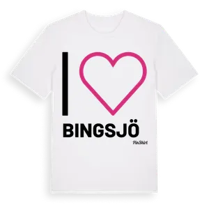 Jag älskar Bingsjö t-shirt stort tryck – ekologisk bomull t-shirt från Pinshirt