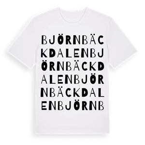 Björnbäckdalen ordlek t-shirt – ekologisk bomull t-shirt från Pinshirt