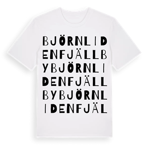 Björnliden Fjällby ordlek t-shirt – ekologisk bomull t-shirt från Pinshirt