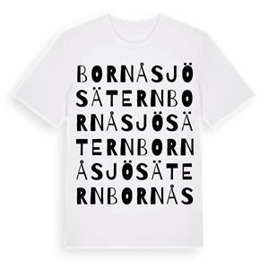 Bornåsjösätern ordlek t-shirt – ekologisk bomull t-shirt från Pinshirt
