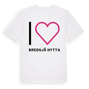Jag älskar Bredsjö hytta t-shirt stort tryck – ekologisk bomull t-shirt från Pinshirt