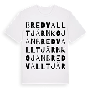 Bredvalltjärnkojan ordlek t-shirt – ekologisk bomull t-shirt från Pinshirt
