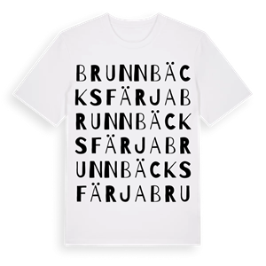 Brunnbäcks färja ordlek t-shirt – ekologisk bomull t-shirt från Pinshirt
