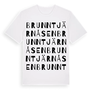 Brunntjärnåsen ordlek t-shirt – ekologisk bomull t-shirt från Pinshirt