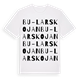 White t-shirt med Bu-Larskojan ordlek t-shirt