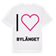 White t-shirt med Jag älskar Bylänget t-shirt stort tryck