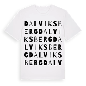 Dalviksberg ordlek t-shirt – ekologisk bomull t-shirt från Pinshirt