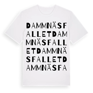 Dammnäsfallet ordlek t-shirt – ekologisk bomull t-shirt från Pinshirt