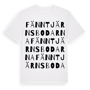 Fänntjärnsbodarna ordlek t-shirt – ekologisk bomull t-shirt från Pinshirt