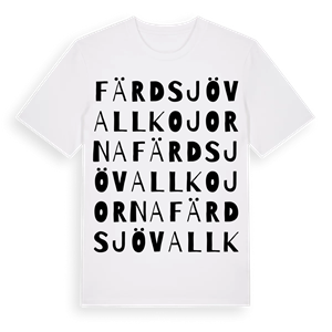 Färdsjövallkojorna ordlek t-shirt – ekologisk bomull t-shirt från Pinshirt