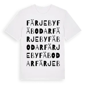 Färjeby Fäbodar ordlek t-shirt – ekologisk bomull t-shirt från Pinshirt
