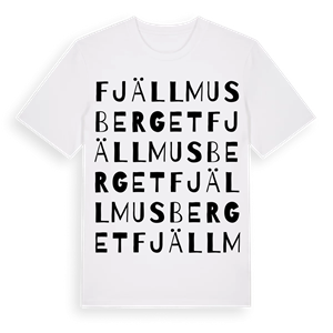 Fjällmusberget ordlek t-shirt – ekologisk bomull t-shirt från Pinshirt