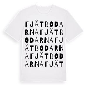 Fjätbodarna ordlek t-shirt – ekologisk bomull t-shirt från Pinshirt