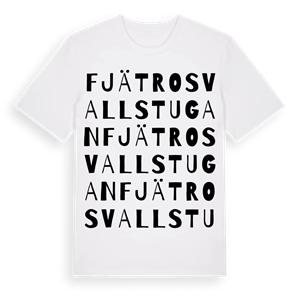 Fjätrosvallstugan ordlek t-shirt – ekologisk bomull t-shirt från Pinshirt
