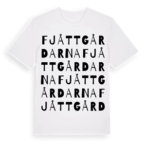 Fjåttgårdarna ordlek t-shirt – ekologisk bomull t-shirt från Pinshirt