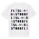 White t-shirt med Fläsk-Minas Torg ordlek t-shirt
