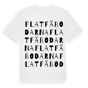 Flatfäbodarna ordlek t-shirt – ekologisk bomull t-shirt från Pinshirt