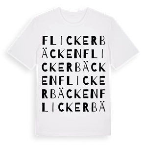 Flickerbäcken ordlek t-shirt – ekologisk bomull t-shirt från Pinshirt