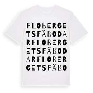 Flobergets fäbodar ordlek t-shirt – ekologisk bomull t-shirt från Pinshirt
