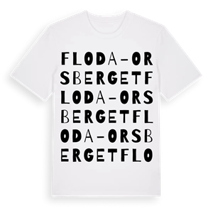 Floda-Orsberget ordlek t-shirt – ekologisk bomull t-shirt från Pinshirt