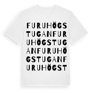 Furuhögstugan ordlek t-shirt – ekologisk bomull t-shirt från Pinshirt