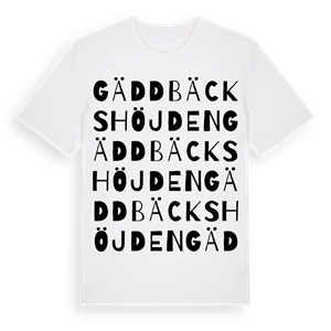 Gäddbäckshöjden ordlek t-shirt – ekologisk bomull t-shirt från Pinshirt