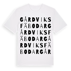 Gårdviks fäbodar ordlek t-shirt – ekologisk bomull t-shirt från Pinshirt