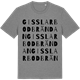 Mid Heather Gray t-shirt med Gisslarbodbrändan ordlek t-shirt