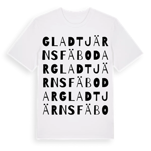 Gladtjärns fäbodar ordlek t-shirt – ekologisk bomull t-shirt från Pinshirt