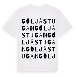 Göljåstugan ordlek t-shirt – ekologisk bomull t-shirt från Pinshirt