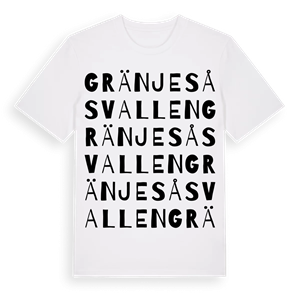 Gränjesåsvallen ordlek t-shirt – ekologisk bomull t-shirt från Pinshirt