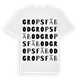 White t-shirt med Grops fäbod ordlek t-shirt