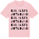 Pink Cotton t-shirt med Guliksfljotkojan ordlek t-shirt