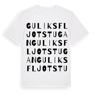 Guliksfljotstugan ordlek t-shirt – ekologisk bomull t-shirt från Pinshirt