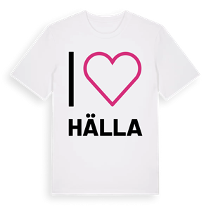 Jag älskar Hälla t-shirt stort tryck – ekologisk bomull t-shirt från Pinshirt