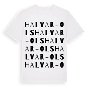 Halvar-Ols ordlek t-shirt – ekologisk bomull t-shirt från Pinshirt