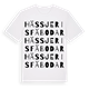 White t-shirt med Hässjeris fäbodar ordlek t-shirt