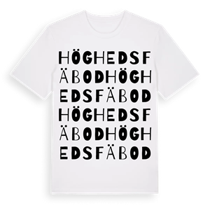 Högheds Fäbod ordlek t-shirt – ekologisk bomull t-shirt från Pinshirt