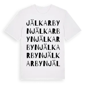 Jälkarbyn ordlek t-shirt – ekologisk bomull t-shirt från Pinshirt