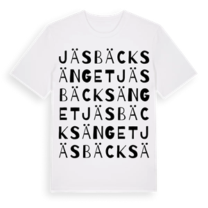 Jäsbäcksänget ordlek t-shirt – ekologisk bomull t-shirt från Pinshirt