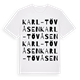 White t-shirt med Karl-Tövåsen ordlek t-shirt