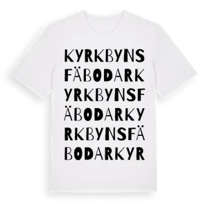 Kyrkbyns Fäbodar ordlek t-shirt – ekologisk bomull t-shirt från Pinshirt
