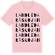 Pink Cotton t-shirt med Landledaråskojan ordlek t-shirt