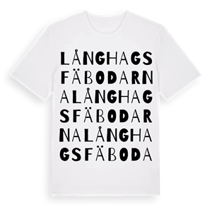 Långhagsfäbodarna ordlek t-shirt – ekologisk bomull t-shirt från Pinshirt